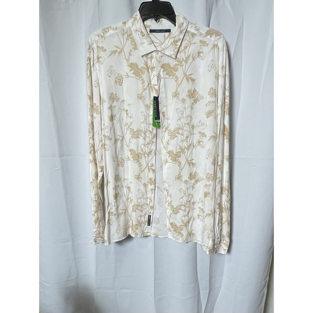 Perry Ellis Long Sleeve beige and tan button shirt Size 2XLT